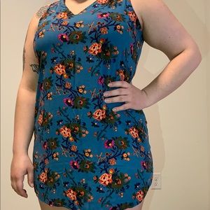 Blue Floral Sleeveless Dress